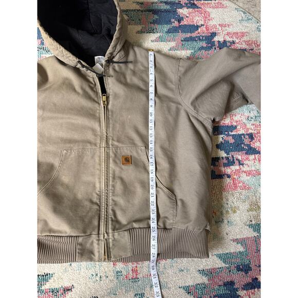 Carhartt Beige Distressed Hooded Jacket 2XL - Picture 9 of 10